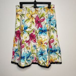 M.D.L. New York Skirt Flared A Line Floral Skirt